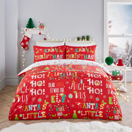 Viv! Christmas Kerst Dekbedovertrek - Santa's Little Helper - Reversible