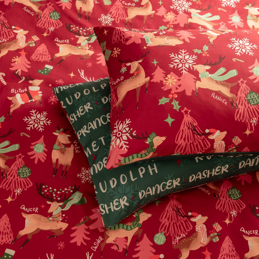 Viv! Christmas Duvet Cover Set - Sleigh Team - Soft Touch - Reversible