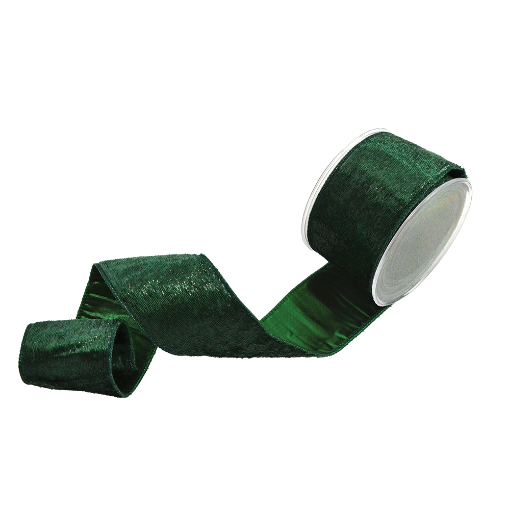 Viv! Christmas Wired Ribbon - Sparkling Velvet - Green - 6.7cm x 4.5m