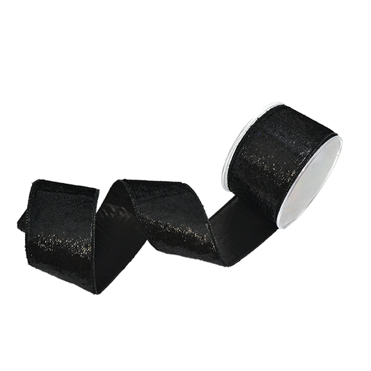 Viv! Christmas Weihnachtsband mit Draht - Funkelndes Samtband - Schwarz - 6,7 cm x 4,5 m
