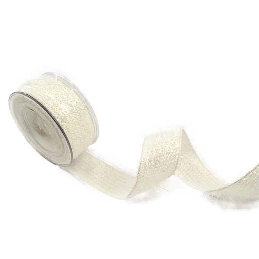 Viv! Christmas Weihnachtsband mit Draht - Funkelndes Strukturband - Weiß - 4,3 cm x 4,5 m
