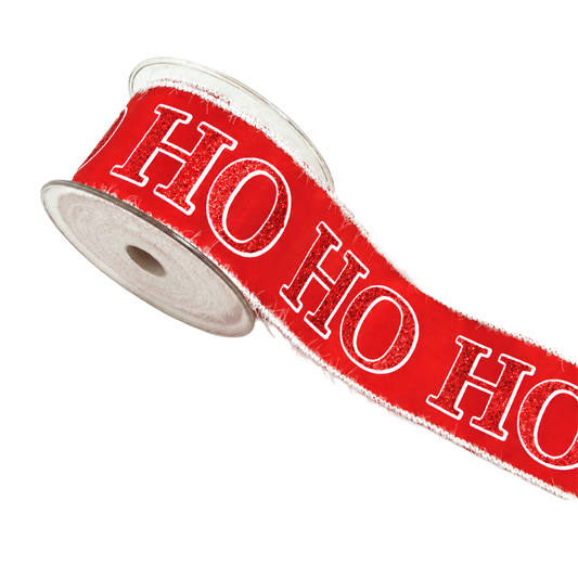 Viv! Christmas Cinta Alambrada de Navidad - Ho Ho Ho con Purpurina - rojo blanco - 6,7cm x 4,5m