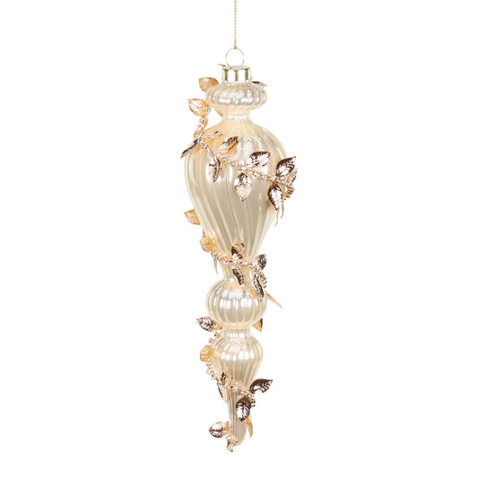 Goodwill M&G Christmas Ornament - Glass Finial with Golden Vine - champagne gold - 23.5cm