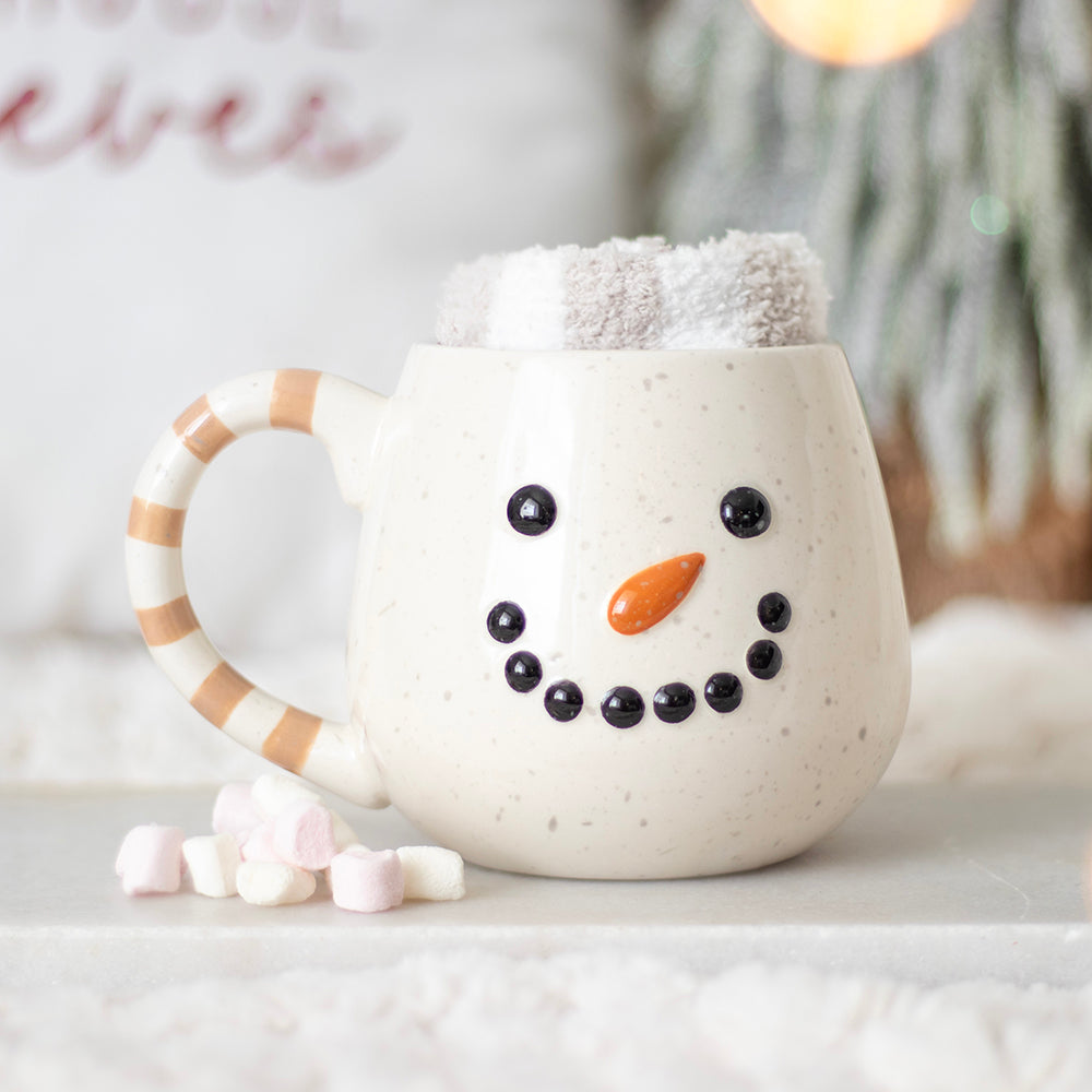 Viv! Christmas Weihnachtstasse Geschenkset - Schneemann Tasse und Weihnachtssocken - Keramik
