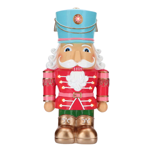 Viv! Christmas Kerstbeeld - Chunky Notenkraker incl. LED Verlichting - rood groen blauw - 48cm