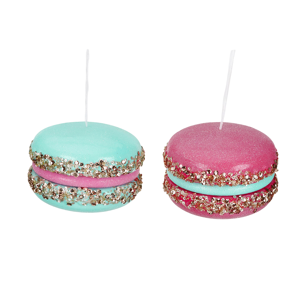 Goodwill M&G Christmas Ornament - Glitter Sequin Macarons - Set of 2 - Pink Blue - 16.5 cm