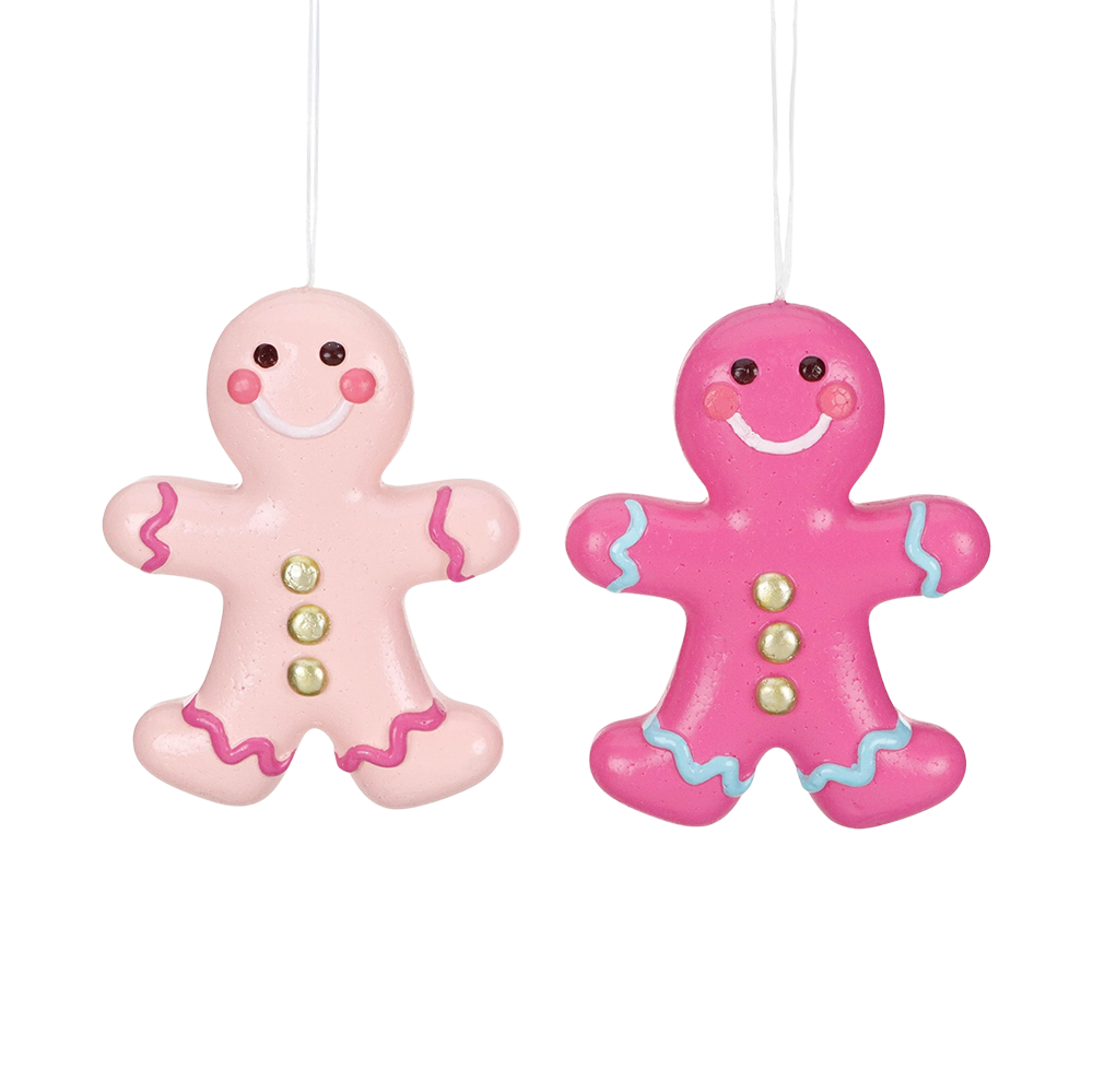 Goodwill M&G Christmas Ornament - Gingerbread Cookie Men - Set of 2 - Pink - 20 cm