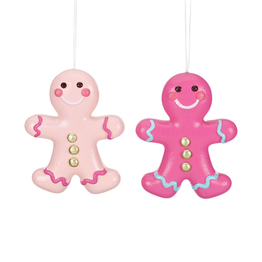 Goodwill M&G Christmas Ornament - Gingerbread Cookie Men - Set of 2 - Pink - 20 cm