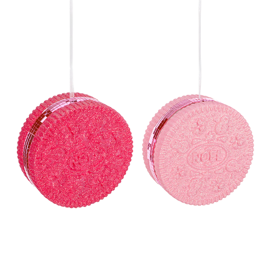 Goodwill M&G Kerstornament - Glitter 'Noel' Koekjes - set van 2 - roze - 16cm