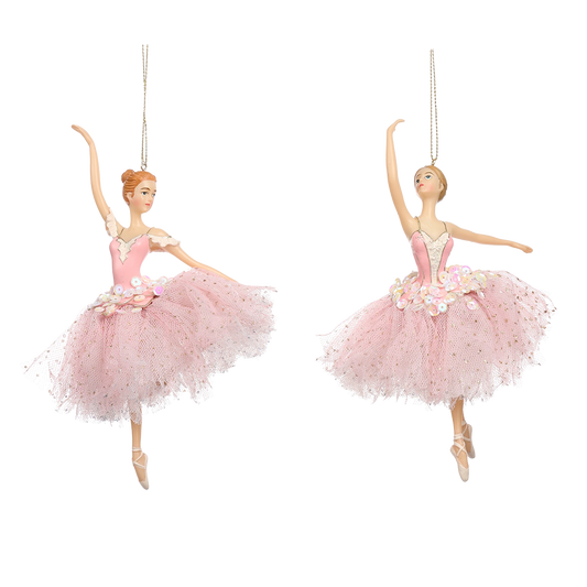 Goodwill M&G Christmas Ornament - Ballerinas w/ Tulle Skirts - Set of 2 - Pink - 18 cm