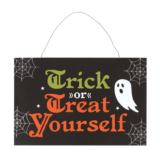 Viv! Christmas Halloween Decoratie - 'Trick or Treat Yourself' Hangend Bord - 30x20cm