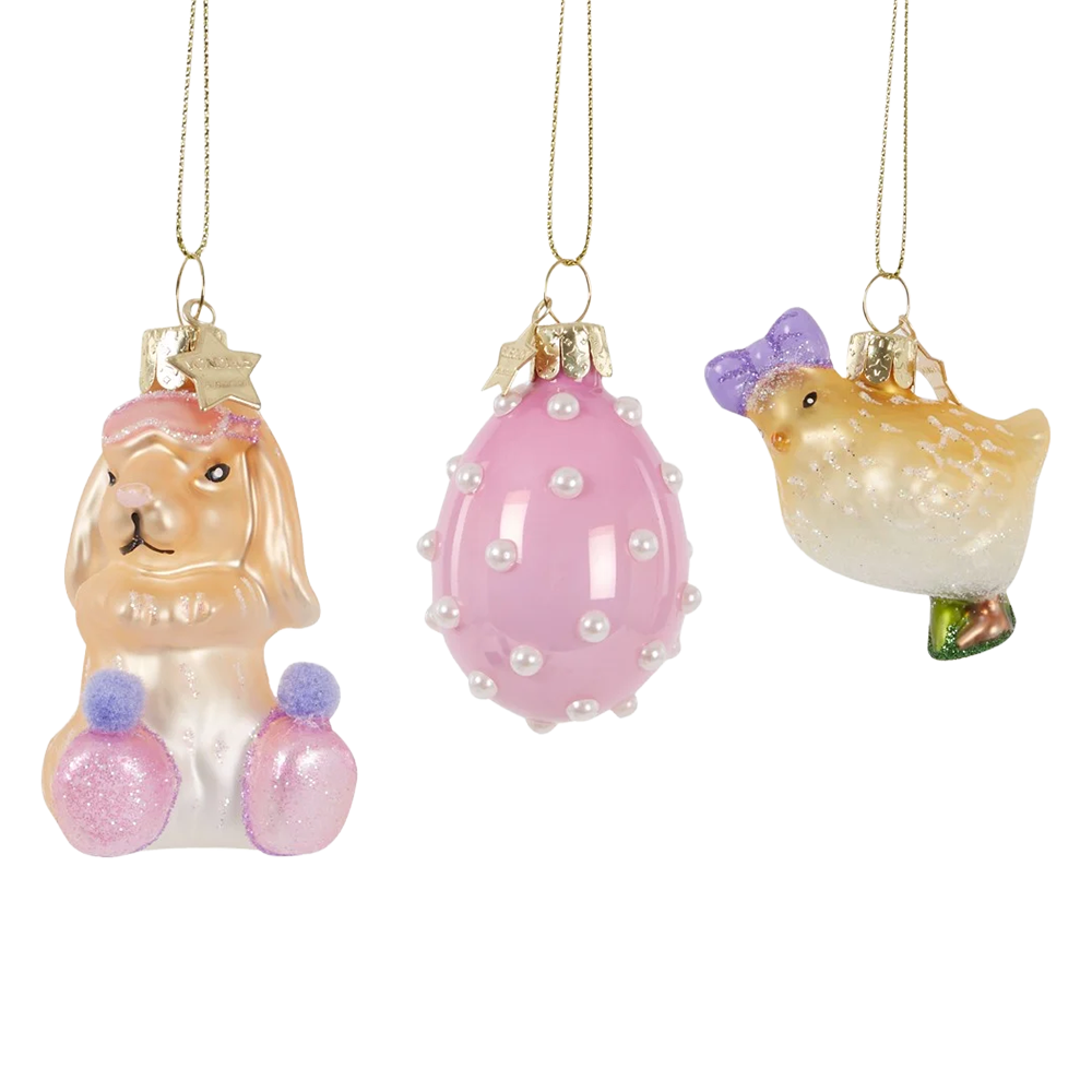 Vondel's Easter Decoration Ornament - Sleepover and Pearls - set of 3
