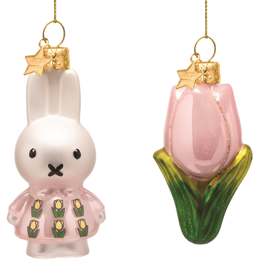Vondels Paasdecoratie Hanger - Roze Nijntje & Tulp - set van 2 - pasen