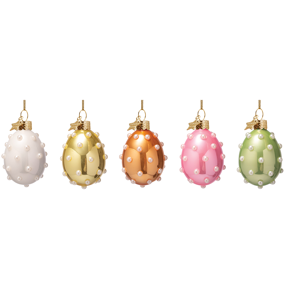 Vondels Easter Decoration Ornament - Pearl Easter Eggs - set of 5
