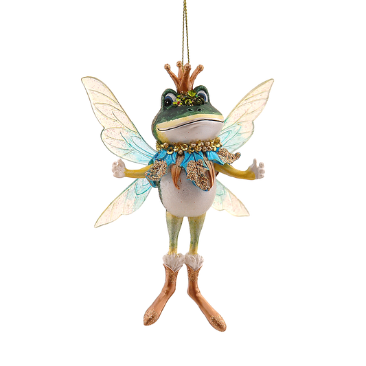 Viv! Christmas Ornament - Frog with Wings - Green Gold - 11.5cm