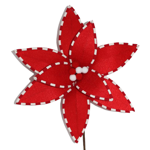 Viv! Christmas Decorative Spray - Red 'Christmas Star' with White Stripes - red white - 50cm