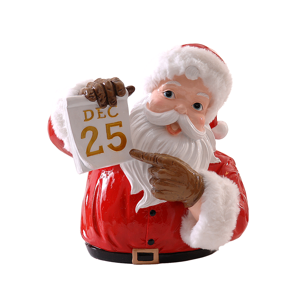 Viv! Christmas Tabletop Figure - Santa with tear-off calendar - red and white - 33cm