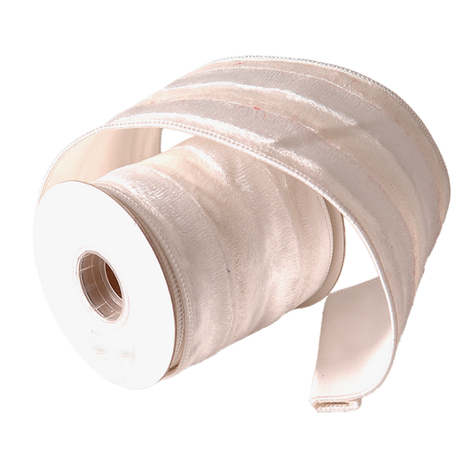 Viv! Christmas Wired Ribbon - Velvet - White - 10cm x 4.6m