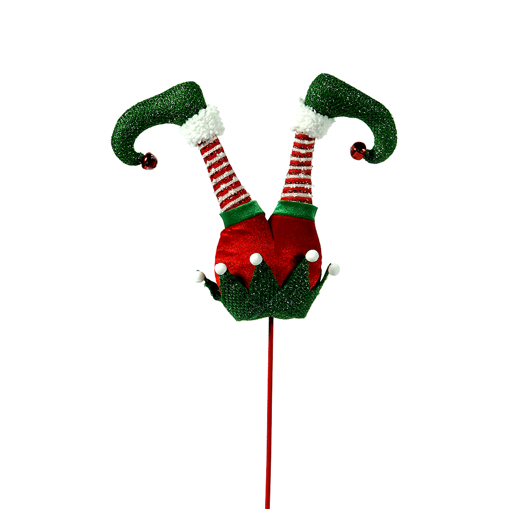 Viv! Christmas Decorative Spray - Playful Elf Legs with Green Glitter Shoes - green red white - 81cm