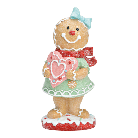 Viv! Christmas Kerstbeeld - Gingerbread Meisje - pastel - roze rood - 23cm