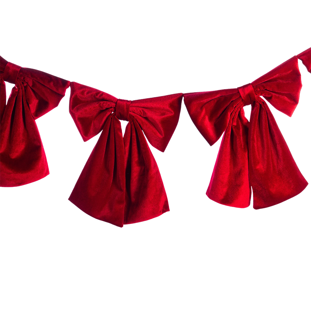 Goodwill M&G Weihnachtsgirlande - Samtschleifen - Rot - 170 cm