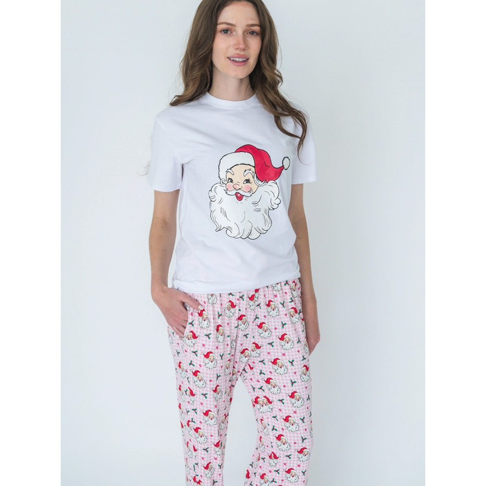RuffleButts - Dames Kerst Pyjamabroek - Dear Santa Roze - Bamboe Viscose