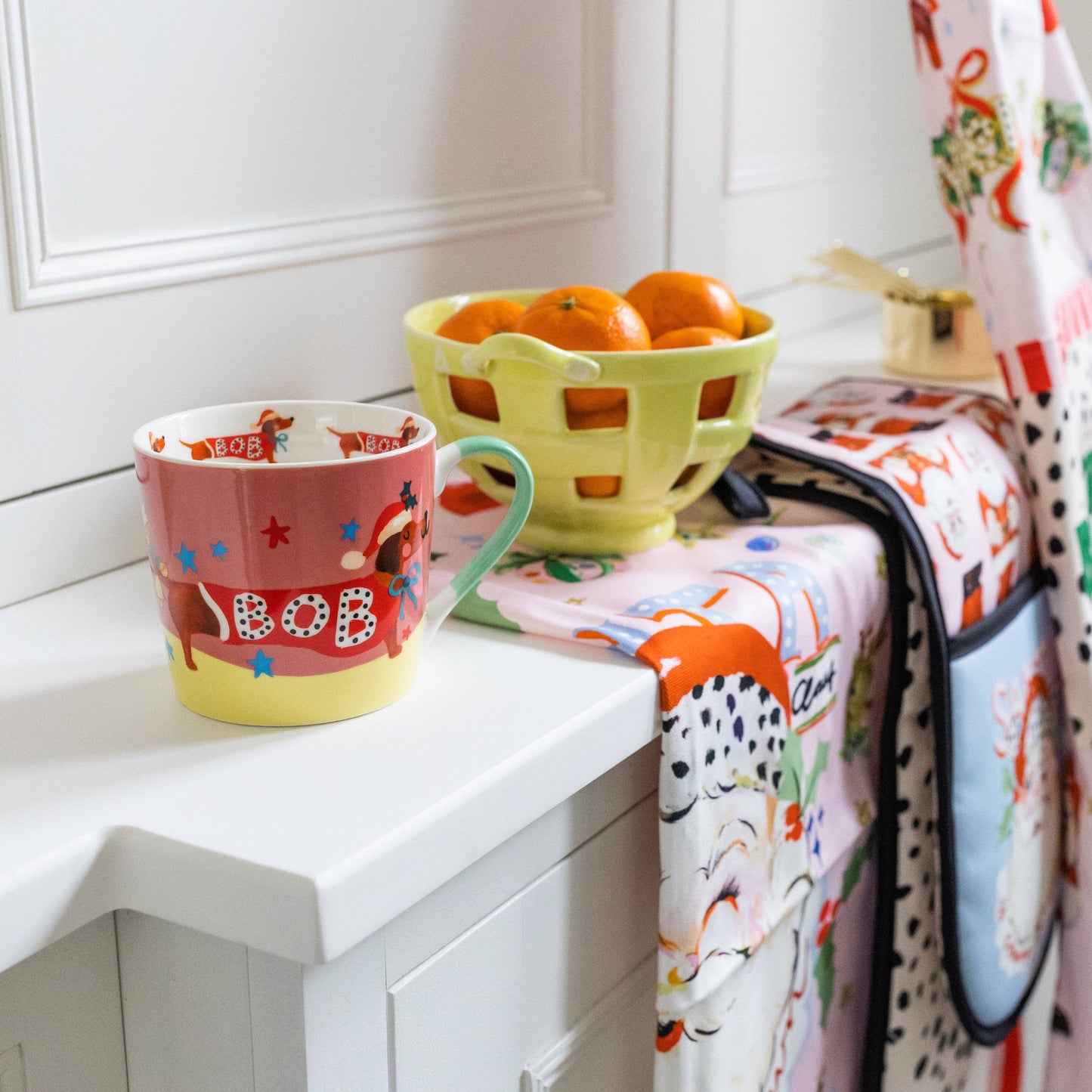 Eleanor Bowmer Christmas Mug -'Bells On Bob's Tail' Dachshund Mug