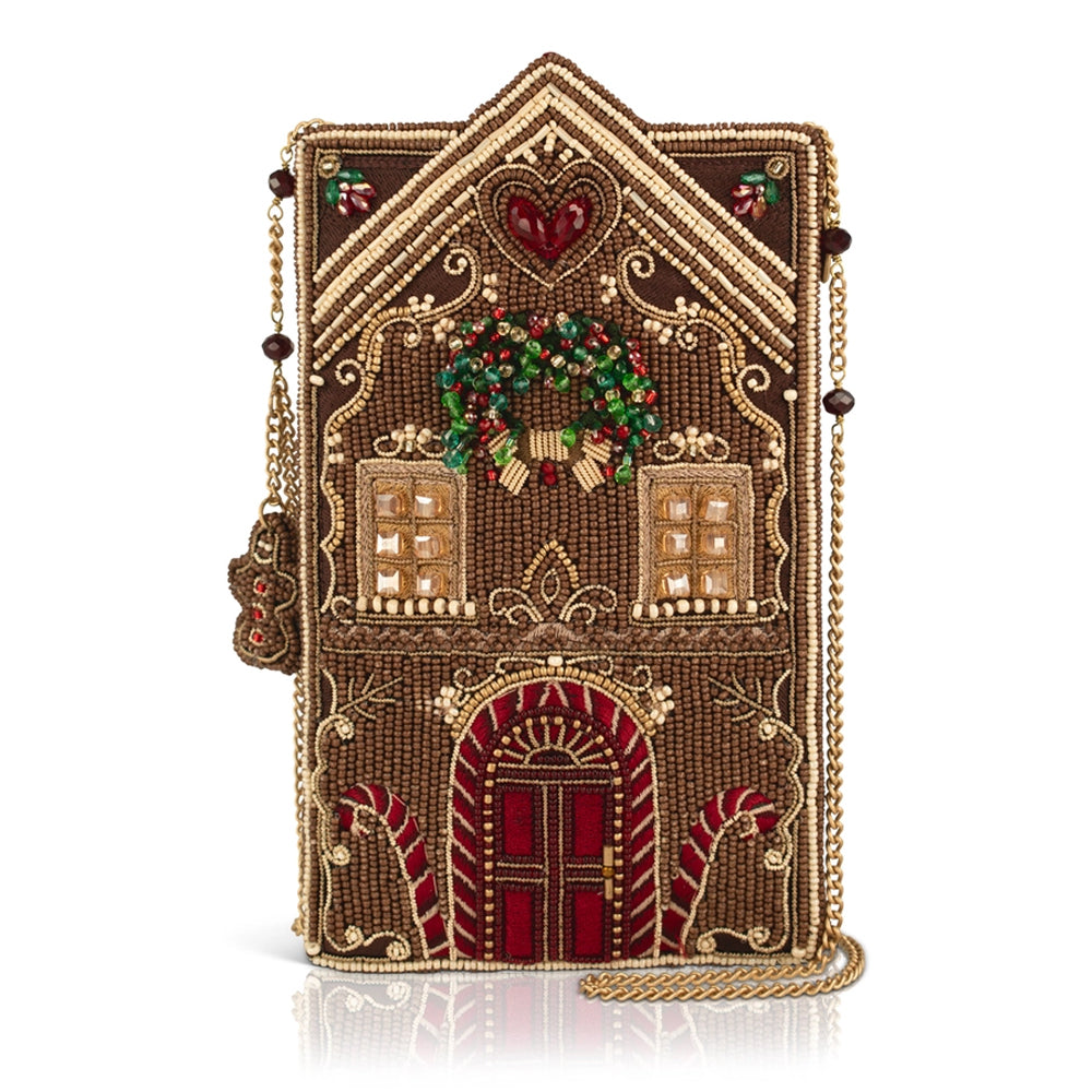 Mary Frances Handgemaakte Kersttas - Candy Cottage Beaded Gingerbread House Crossbody Tas