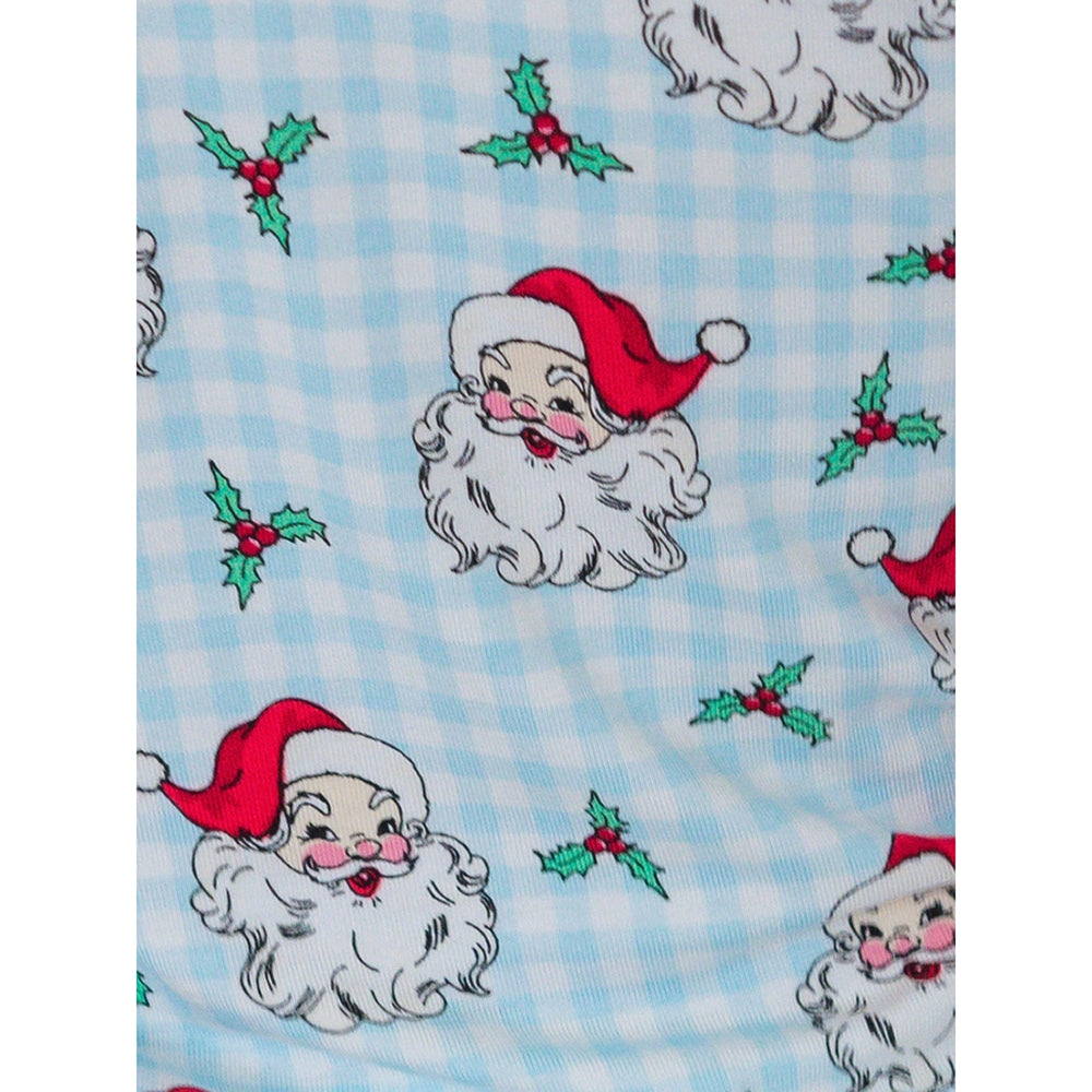 RuffleButts - Baby Boys' Zip-Up Christmas Pajamas - Dear Santa Blue - Bamboo Viscose
