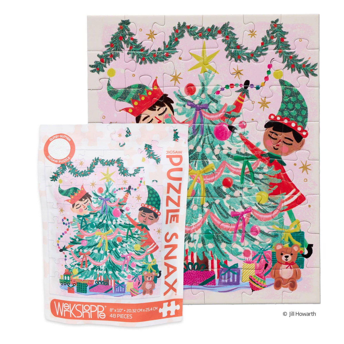 WerkShoppe Children's Christmas Puzzle with Glitter - Elfing Around - 48 Pieces