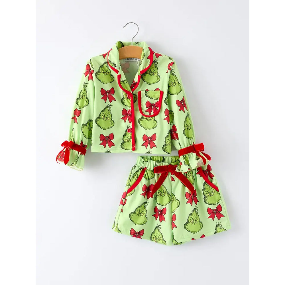 Rylee Faith Designs - Girls' Christmas Pajama Set - Grinch