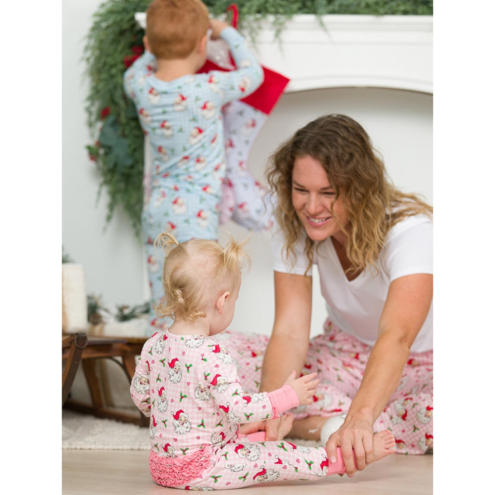 RuffleButts - Dames Kerst Pyjamabroek - Dear Santa Roze - Bamboe Viscose