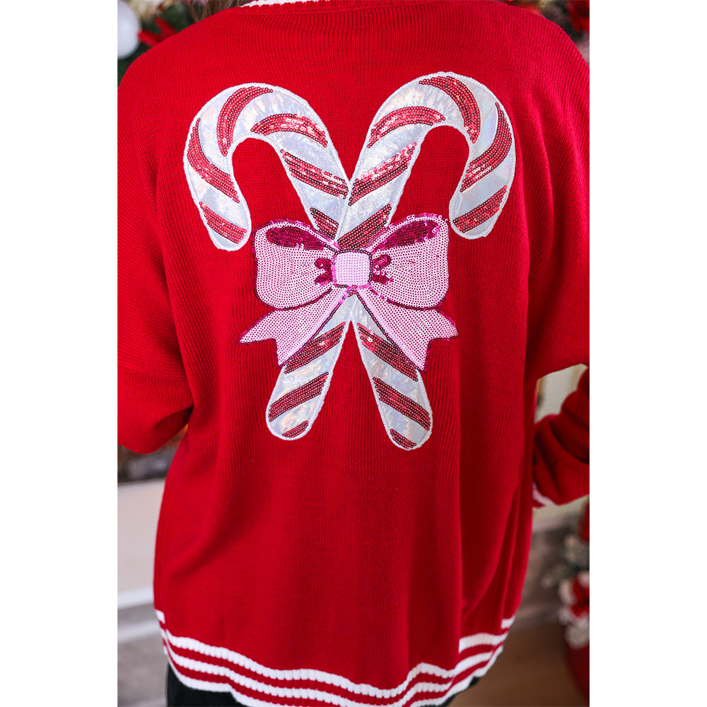 Viv! Christmas Kerst Kleding - Candy Cane Relaxed Gebreid Vest