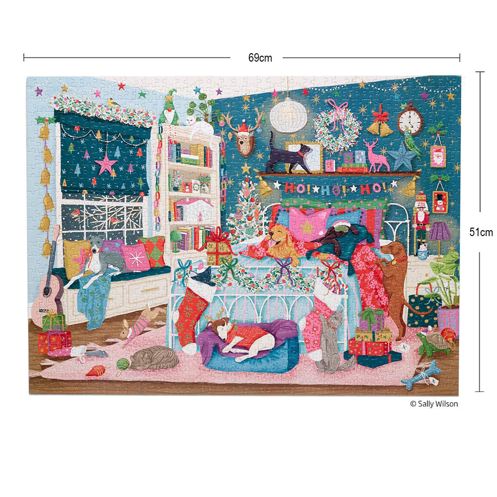 WerkShoppe Christmas Puzzle with Gold Foil - Christmas Morning - 1,000 Pieces