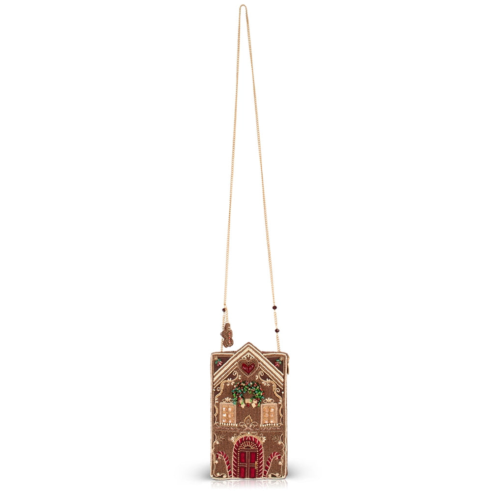 Mary Frances Handgemaakte Kersttas - Candy Cottage Beaded Gingerbread House Crossbody Tas