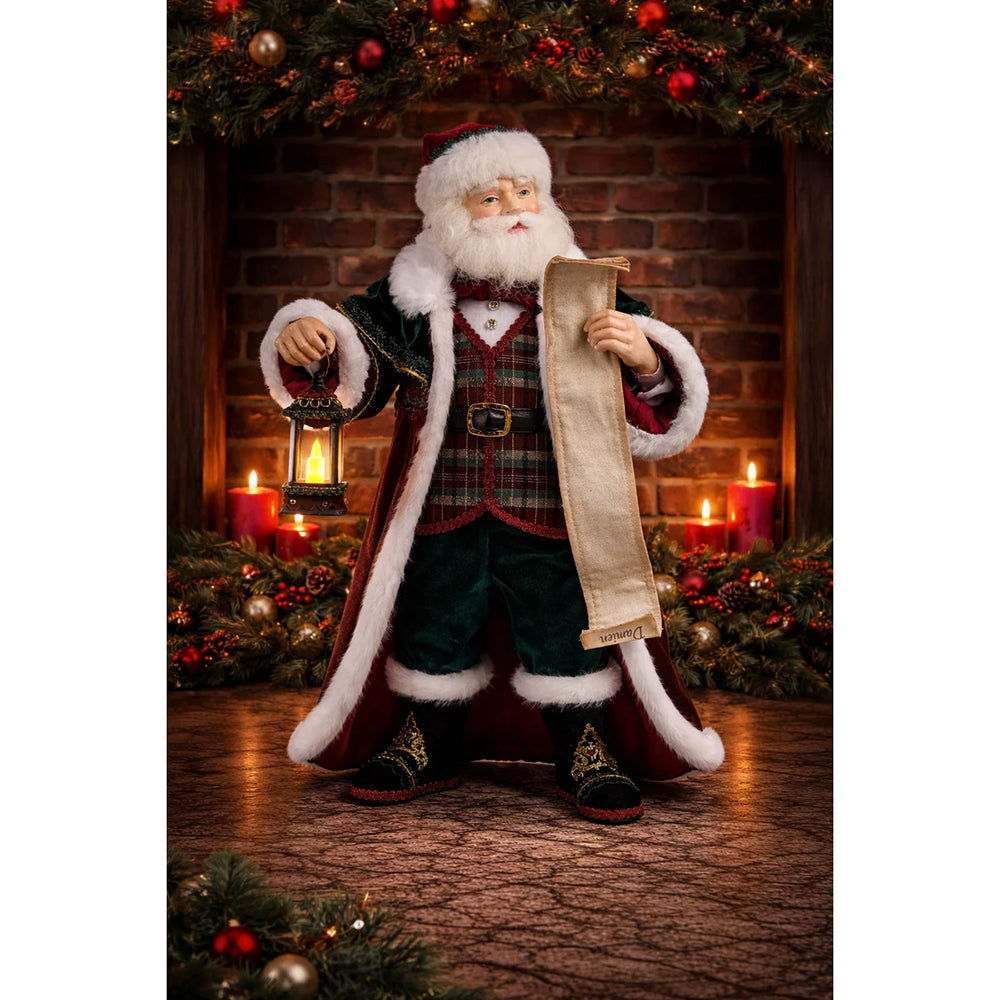 Katherine's Collection Christmas - Timeless Tidings - Christopher Tidings Santa w/ LED Lantern - 44cm