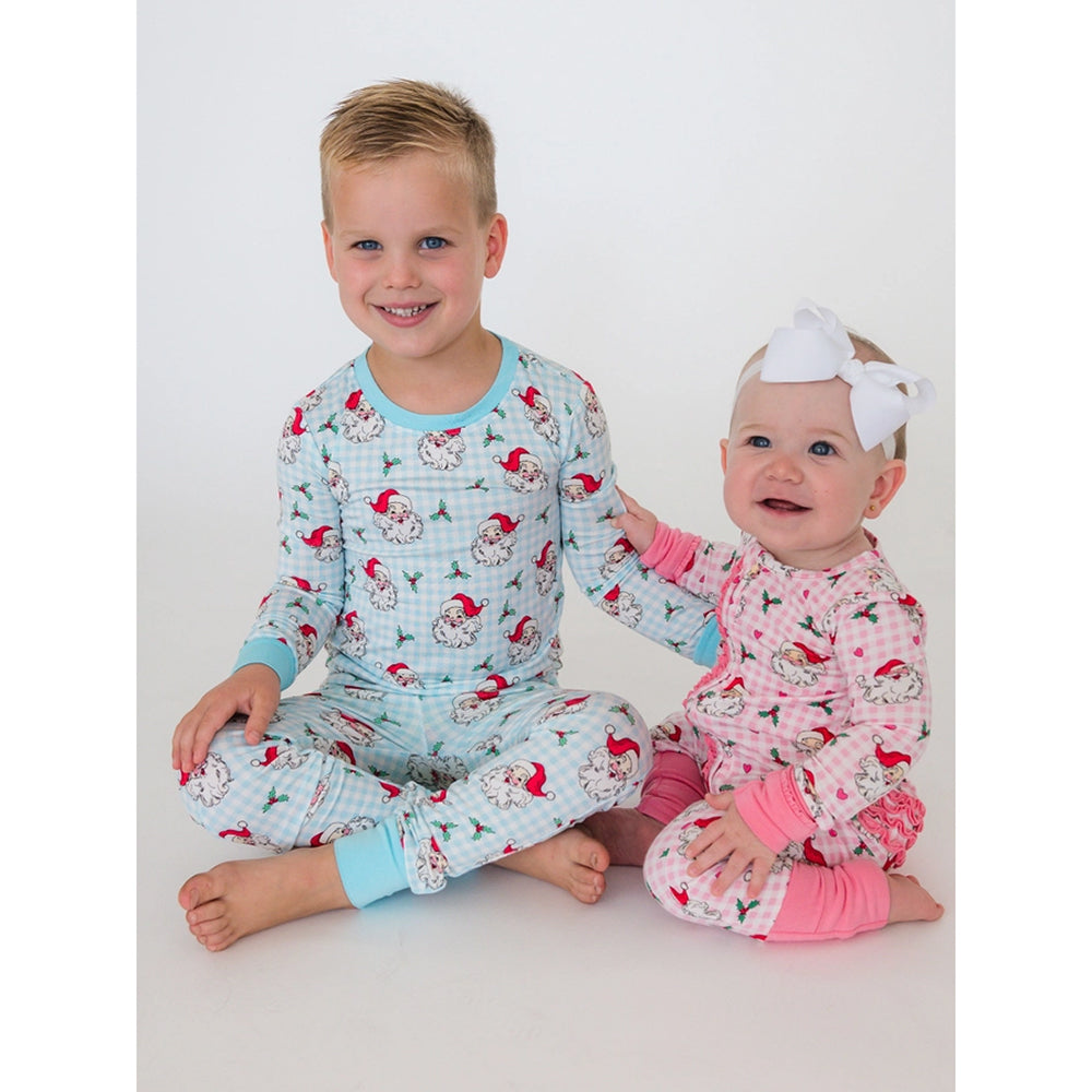 RuffleButts - Baby Meisjes Kerstpyjama met Rits - Dear Santa Roze - Bamboe Viscose