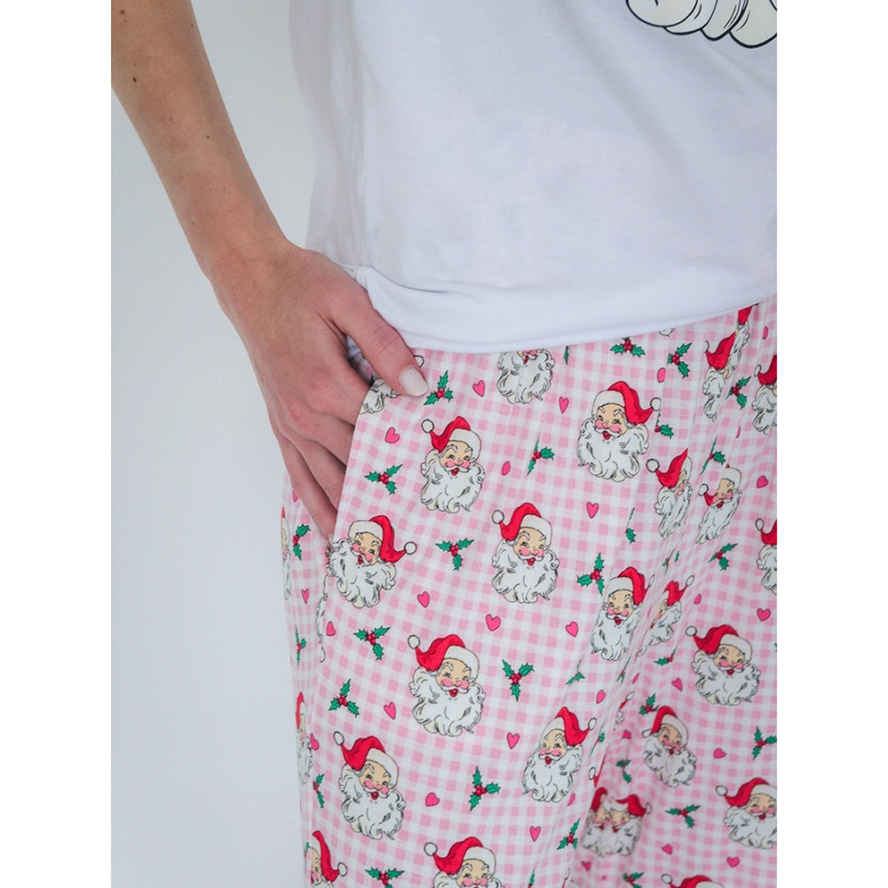 RuffleButts - Dames Kerst Pyjamabroek - Dear Santa Roze - Bamboe Viscose
