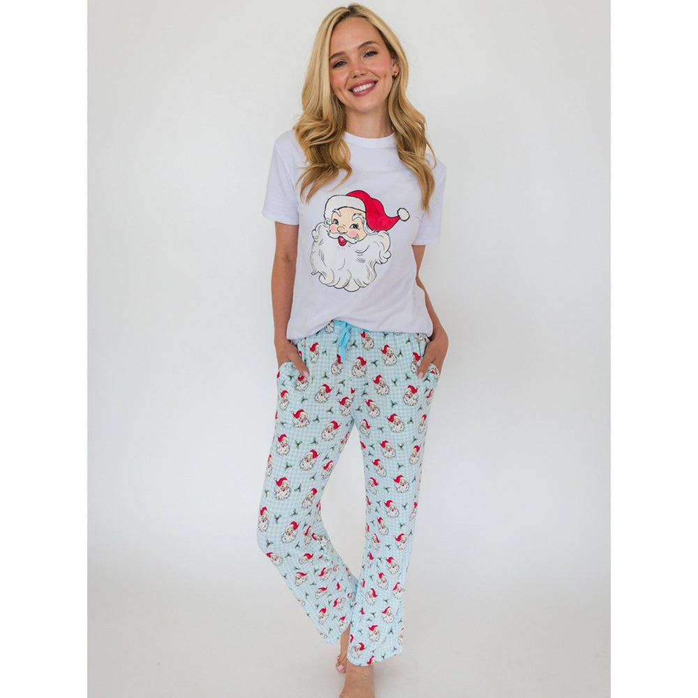 RuffleButts - Heren Kerst Pyjamabroek - Dear Santa Blauw - Bamboe Viscose