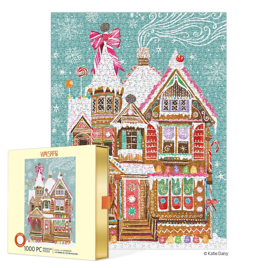 WerkShoppe Christmas Puzzle with Glitter - Gingerbread House - 1,000 Pieces
