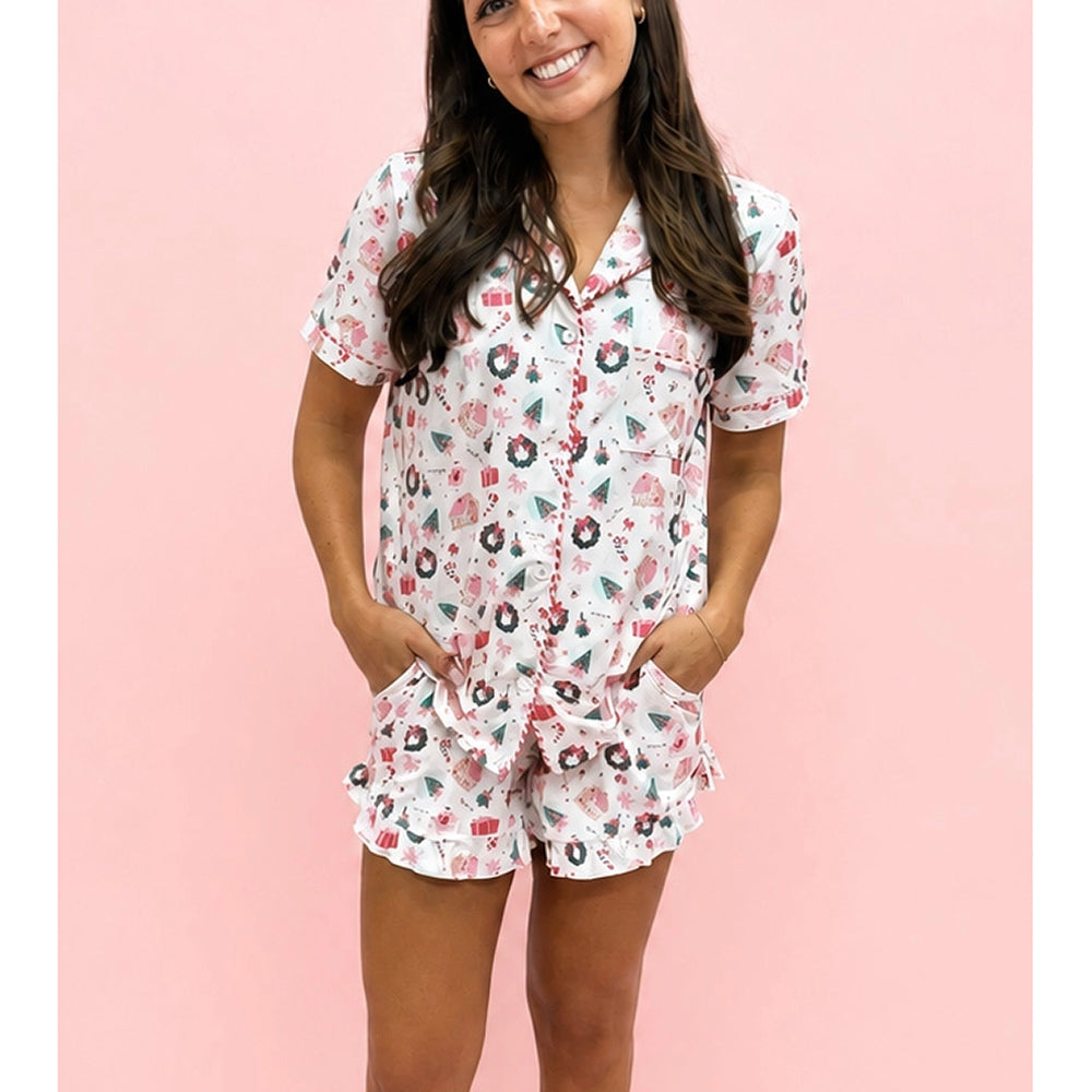 Rock Paper Scissors - Women's Christmas Pajama Set - Santa's Sugarplum