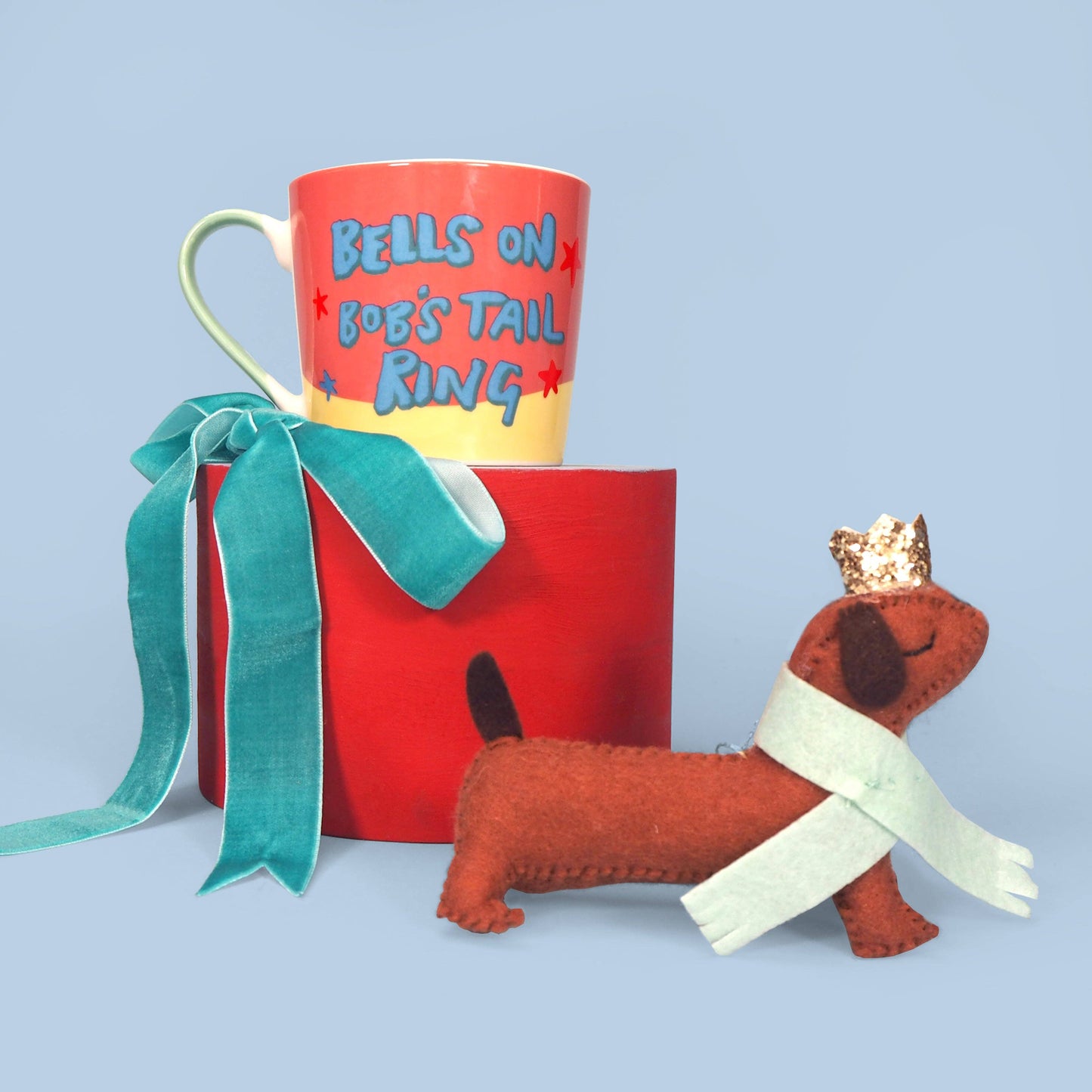 Eleanor Bowmer Christmas Mug -'Bells On Bob's Tail' Dachshund Mug