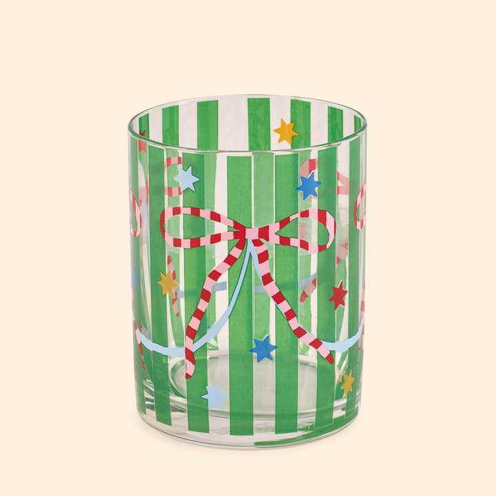 Eleanor Bowmer Kerstservies – Pink & Green Bow glazen – set van 4