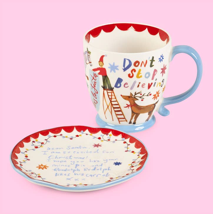 Eleanor Bowmer Kerstservies – ‘Dear Santa’ mok met bordje
