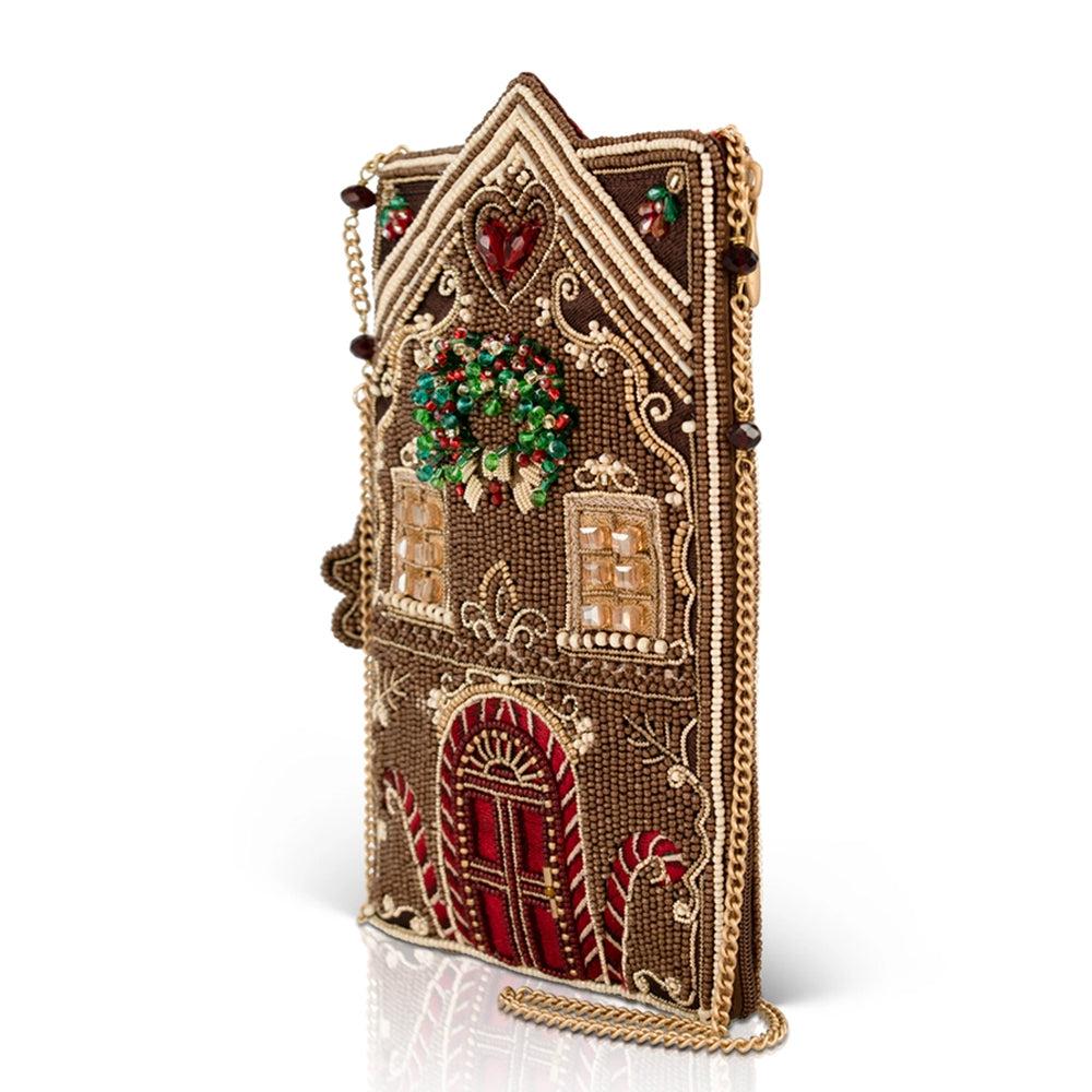 Mary Frances Handgemaakte Kersttas - Candy Cottage Beaded Gingerbread House Crossbody Tas