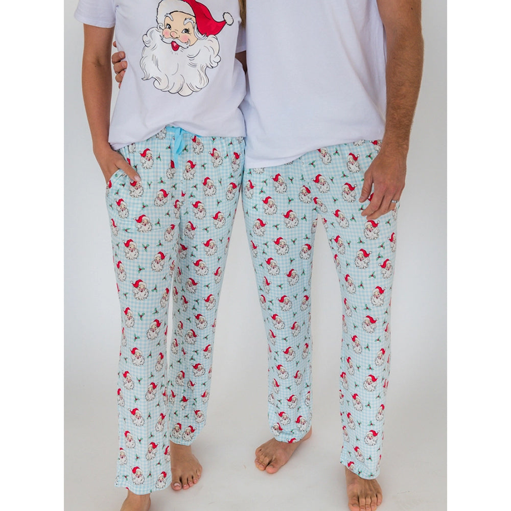 RuffleButts - Heren Kerst Pyjamabroek - Dear Santa Blauw - Bamboe Viscose