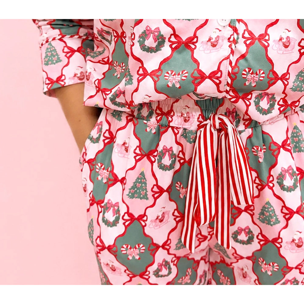 Rock Paper Scissors - Women's Christmas Pajama Set - Santa's Candy Cane