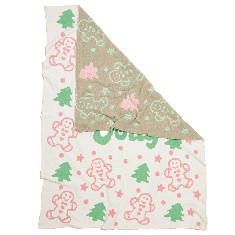 Viv! Christmas Kerst Deken - Pastel Holly Jolly Gingerbread Man Plaid