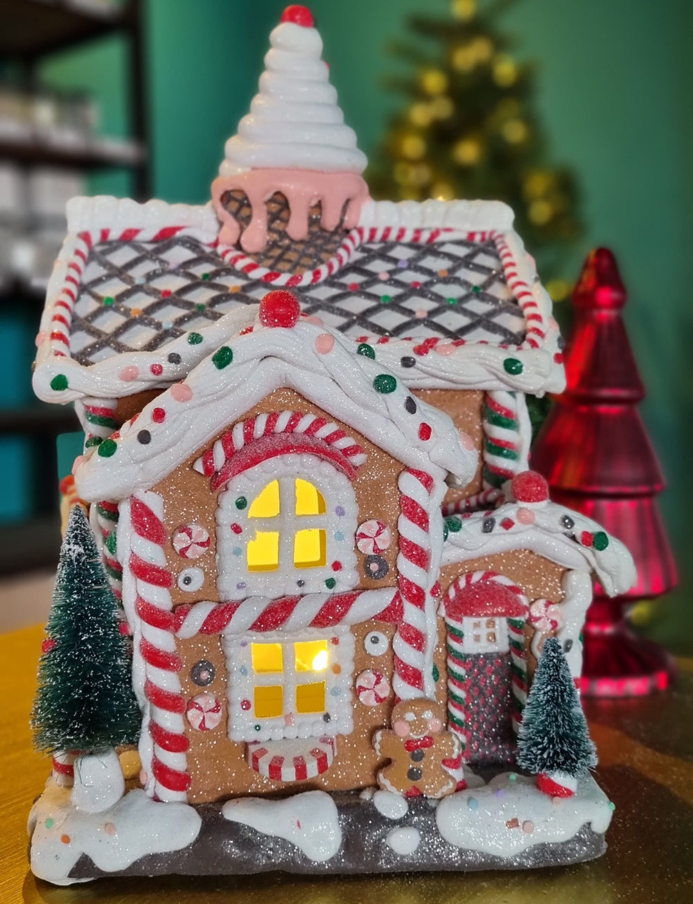 Kurt S. Adler Kerstdecoratie - Gingerbread Huis van Klei incl. LED Verlichting - multi - 36cm