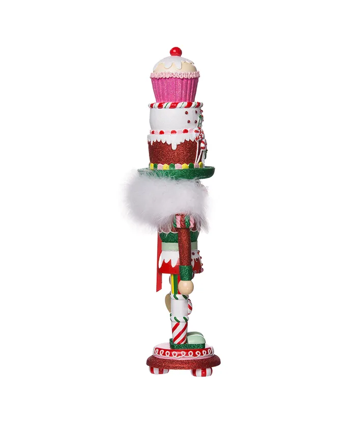 Kurt S. Adler - Hollywood Collection™ Weihnachts-Nussknacker Cupcake und Süssigkeiten - rosa rot grün - 46cm